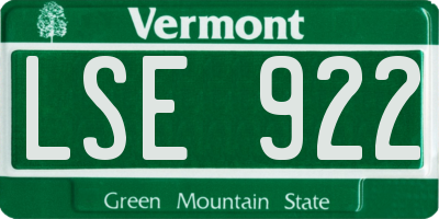 VT license plate LSE922
