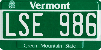 VT license plate LSE986