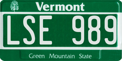 VT license plate LSE989