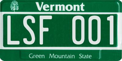 VT license plate LSF001