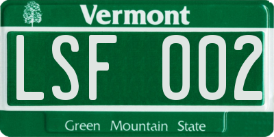 VT license plate LSF002