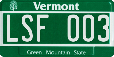 VT license plate LSF003