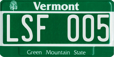 VT license plate LSF005