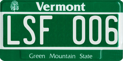 VT license plate LSF006
