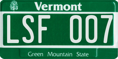VT license plate LSF007