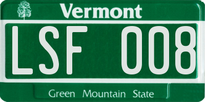 VT license plate LSF008