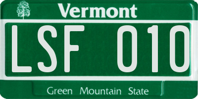 VT license plate LSF010