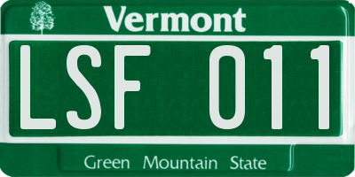 VT license plate LSF011