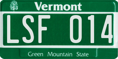 VT license plate LSF014