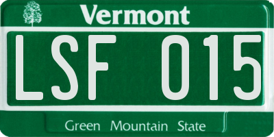 VT license plate LSF015
