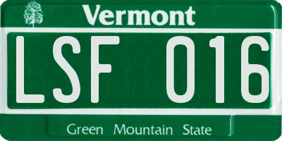 VT license plate LSF016