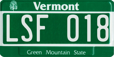 VT license plate LSF018
