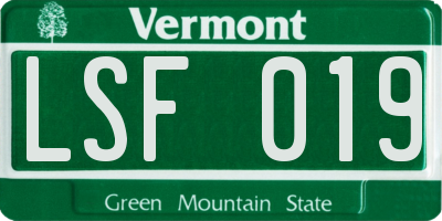VT license plate LSF019