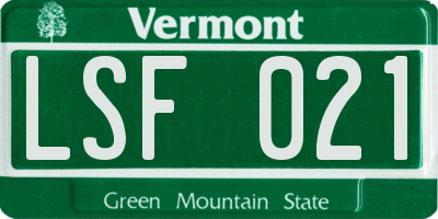 VT license plate LSF021