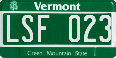 VT license plate LSF023