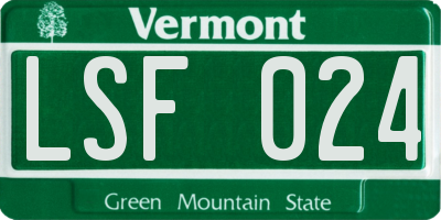 VT license plate LSF024