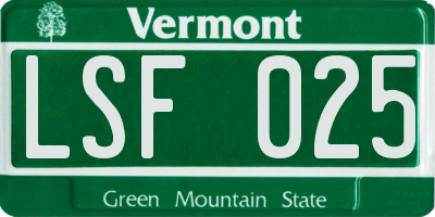 VT license plate LSF025