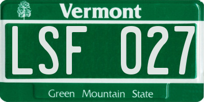 VT license plate LSF027