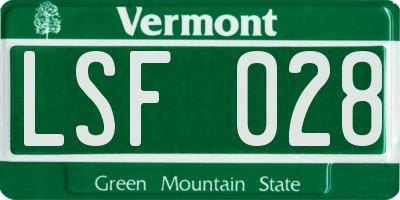 VT license plate LSF028