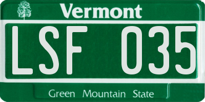 VT license plate LSF035