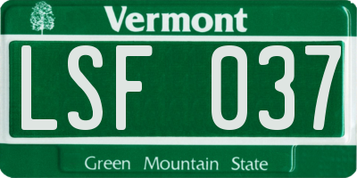 VT license plate LSF037