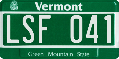 VT license plate LSF041
