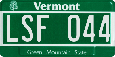 VT license plate LSF044