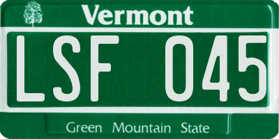 VT license plate LSF045
