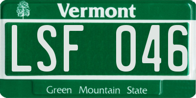 VT license plate LSF046