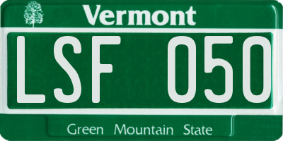 VT license plate LSF050