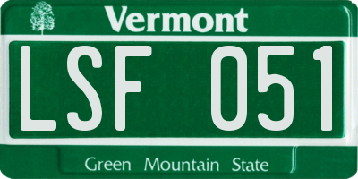 VT license plate LSF051