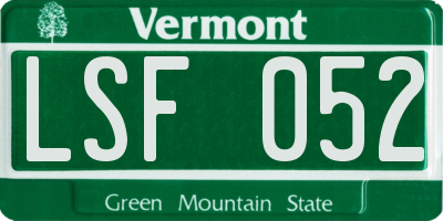 VT license plate LSF052