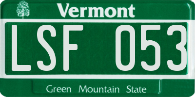 VT license plate LSF053