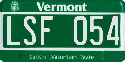 VT license plate LSF054