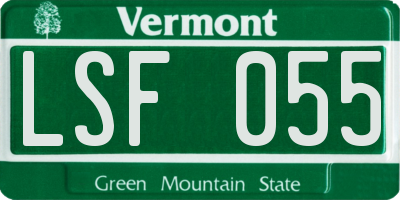 VT license plate LSF055