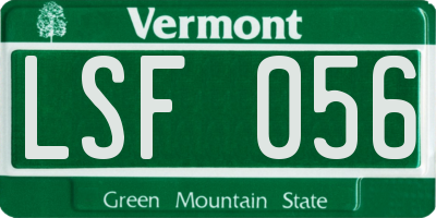 VT license plate LSF056