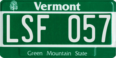 VT license plate LSF057