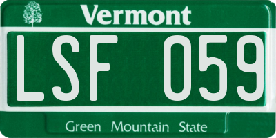 VT license plate LSF059