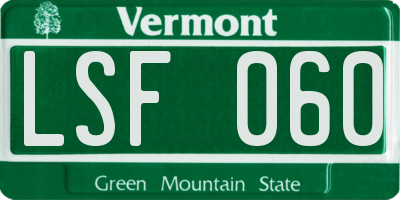 VT license plate LSF060
