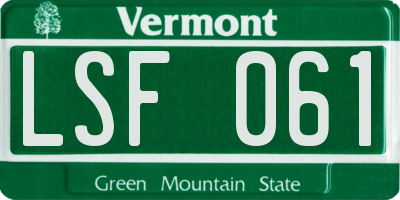 VT license plate LSF061