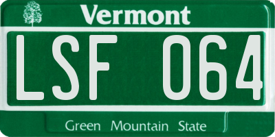 VT license plate LSF064