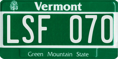 VT license plate LSF070