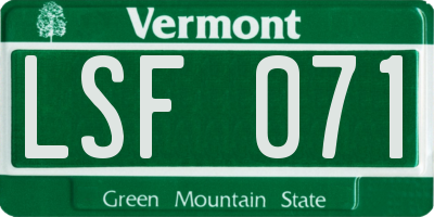 VT license plate LSF071