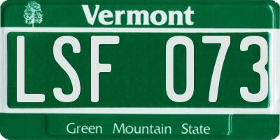 VT license plate LSF073