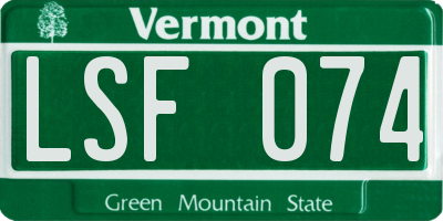 VT license plate LSF074