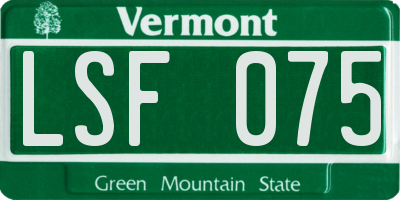 VT license plate LSF075