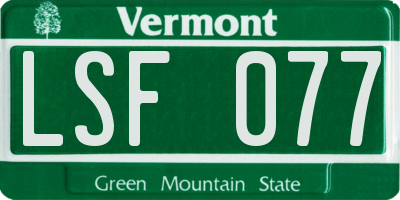 VT license plate LSF077