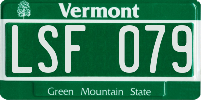 VT license plate LSF079
