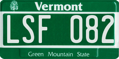 VT license plate LSF082