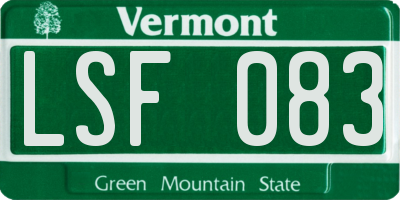 VT license plate LSF083